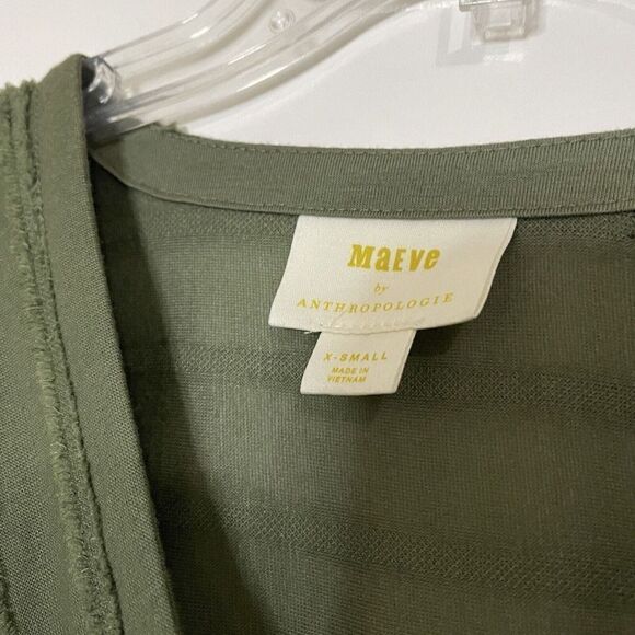 ANTHROPOLOGIE MAEVE GREEN FAUX WRAP V-NECK TOP SIZE XS - Picture 3 of 5